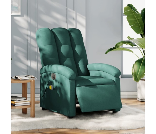 Sillón reclinable de masaje eléctrico tela verde oscuro