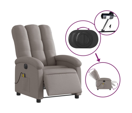 Sillón reclinable de masaje eléctrico tela gris taupe