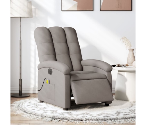 Sillón reclinable de masaje eléctrico tela gris taupe