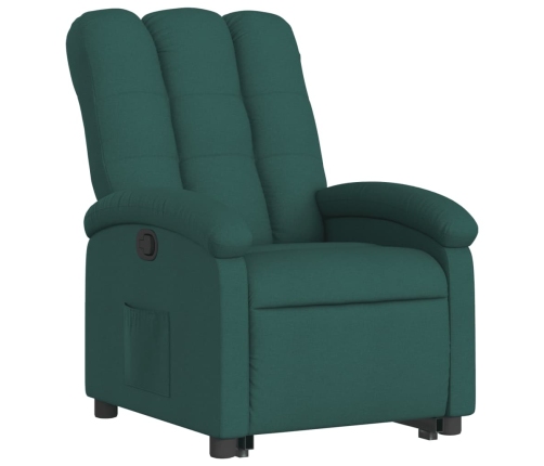 Sillón reclinable elevable tela verde oscuro