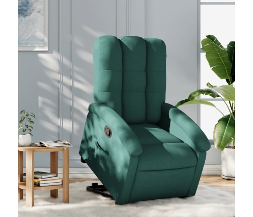 Sillón reclinable elevable tela verde oscuro