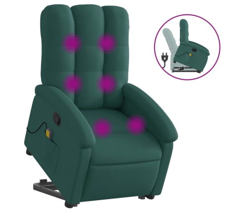 Silla de masaje reclinable de pie de tela verde oscura