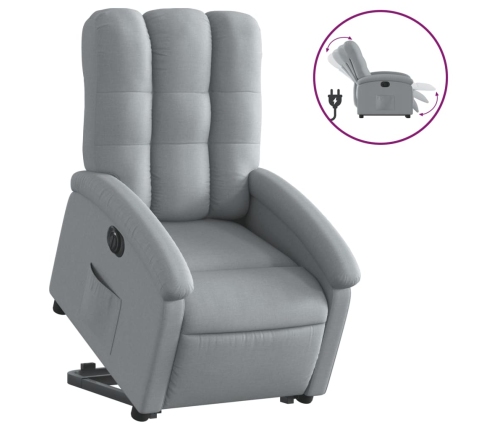 Sillón eléctrico reclinable elevable de tela gris claro