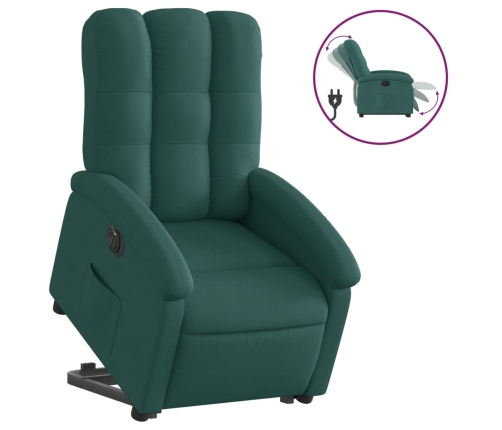 Sillón eléctrico reclinable elevable de tela verde oscuro