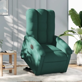 Sillón eléctrico reclinable elevable de tela verde oscuro