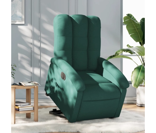 Sillón eléctrico reclinable elevable de tela verde oscuro