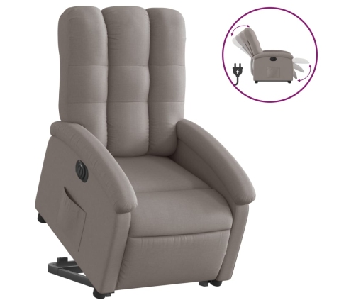 Sillón eléctrico reclinable elevable de tela gris taupe