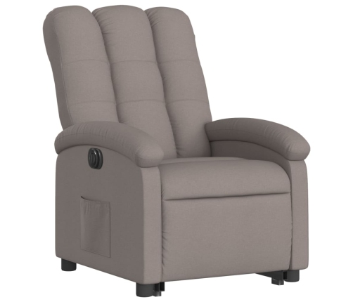 Sillón eléctrico reclinable elevable de tela gris taupe