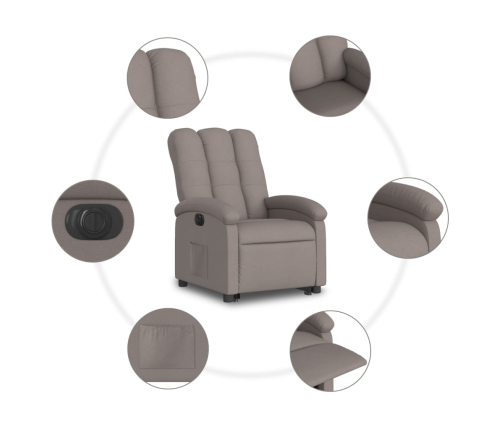 Sillón eléctrico reclinable elevable de tela gris taupe