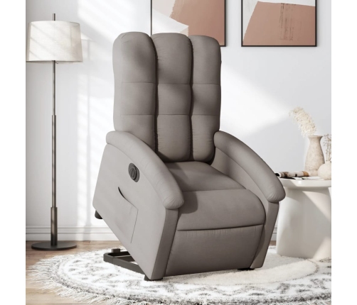 Sillón eléctrico reclinable elevable de tela gris taupe