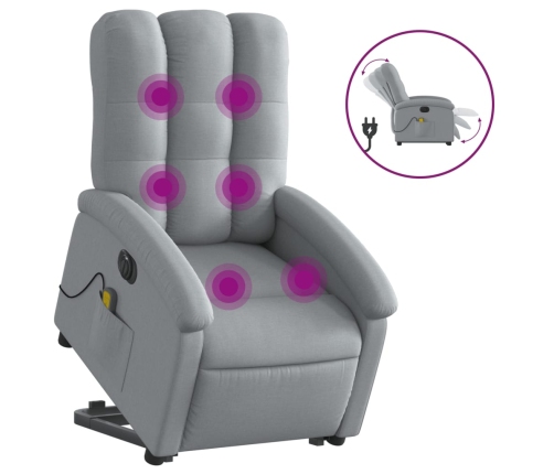 Sillón de masaje eléctrico reclinable elevable tela gris claro