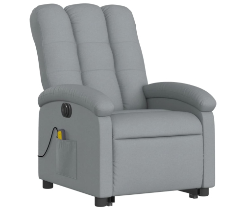 Sillón de masaje eléctrico reclinable elevable tela gris claro