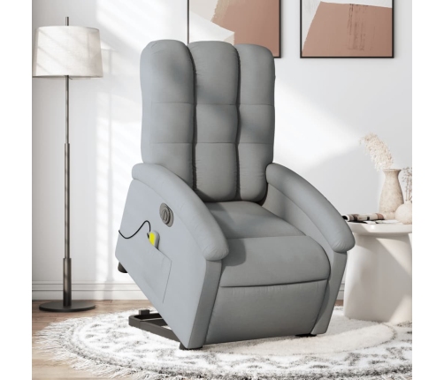 Sillón de masaje eléctrico reclinable elevable tela gris claro