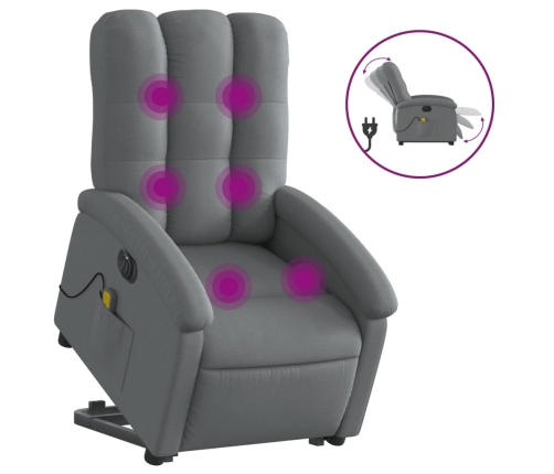 Sillón de masaje eléctrico reclinable elevable tela gris oscuro