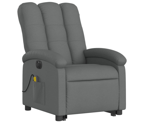 Sillón de masaje eléctrico reclinable elevable tela gris oscuro