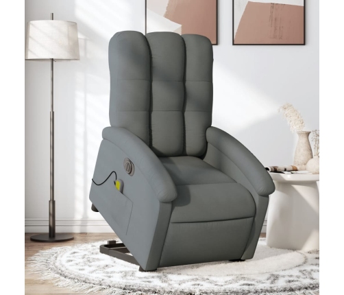 Sillón de masaje eléctrico reclinable elevable tela gris oscuro