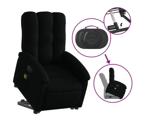 Sillón de masaje eléctrico reclinable elevable tela negro