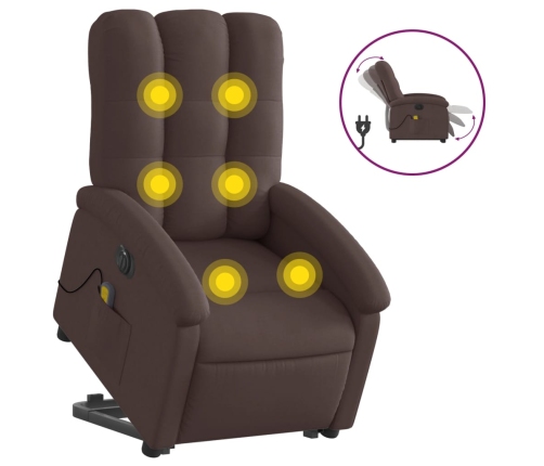 Sillón masaje eléctrico reclinable elevable tela marrón oscuro