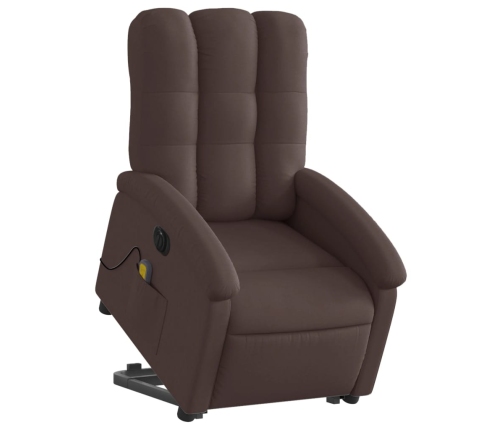 Sillón masaje eléctrico reclinable elevable tela marrón oscuro