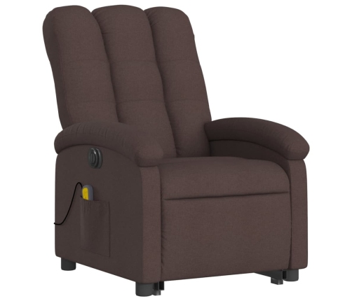 Sillón masaje eléctrico reclinable elevable tela marrón oscuro