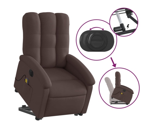 Sillón masaje eléctrico reclinable elevable tela marrón oscuro