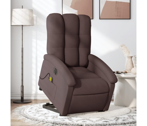 Sillón masaje eléctrico reclinable elevable tela marrón oscuro