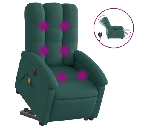 Sillón masaje eléctrico reclinable elevable tela verde oscuro