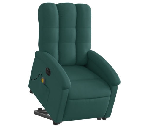 Sillón masaje eléctrico reclinable elevable tela verde oscuro