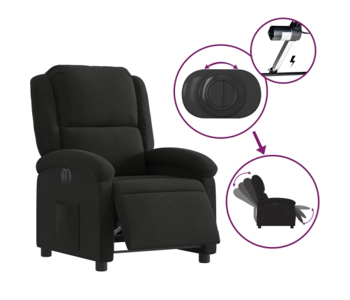 Sillón reclinable eléctrico de tela negro