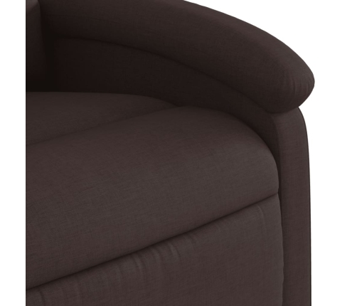 Sillón reclinable eléctrico tela marrón oscuro