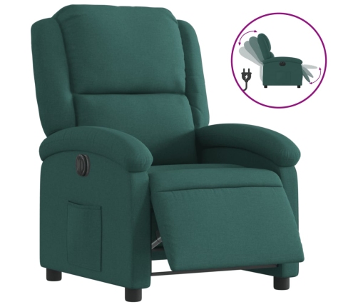 Sillón reclinable eléctrico tela verde oscuro