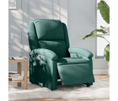 Sillón reclinable eléctrico tela verde oscuro