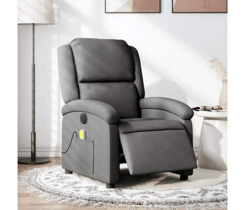 Sillón reclinable de masaje eléctrico tela gris oscuro