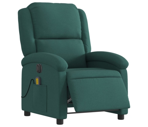 Sillón reclinable de masaje eléctrico tela verde oscuro