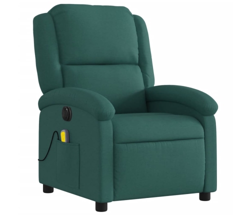 Sillón reclinable de masaje eléctrico tela verde oscuro