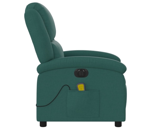 Sillón reclinable de masaje eléctrico tela verde oscuro