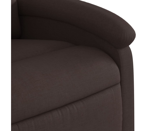 Sillón reclinable elevable tela marrón oscuro