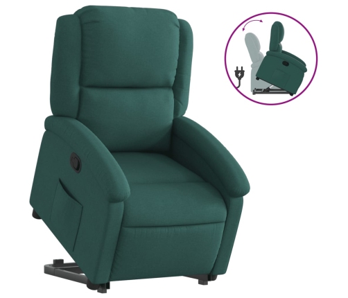 Sillón reclinable elevable tela verde oscuro