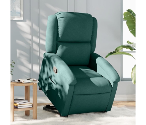 Sillón reclinable elevable tela verde oscuro