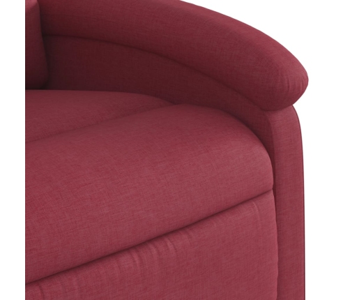 Sillón reclinable de masaje elevable tela rojo tinto