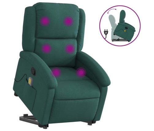 Silla de masaje reclinable de pie de tela verde oscura