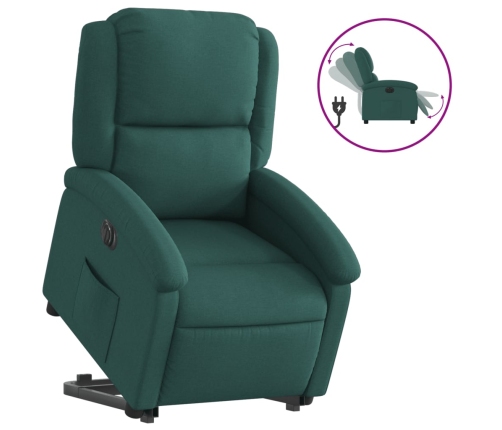 Sillón eléctrico reclinable elevable de tela verde oscuro