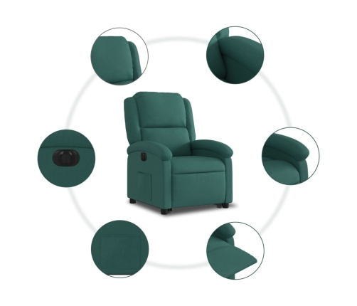 Sillón eléctrico reclinable elevable de tela verde oscuro