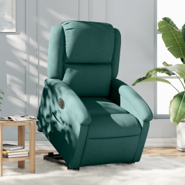 Sillón eléctrico reclinable elevable de tela verde oscuro