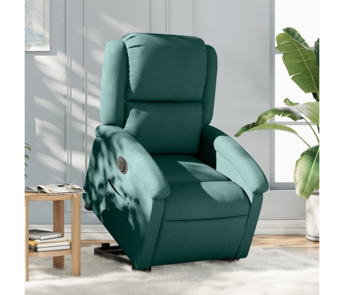 Sillón eléctrico reclinable elevable de tela verde oscuro