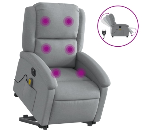 Sillón de masaje eléctrico reclinable elevable tela gris claro