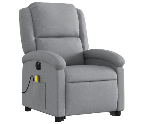 Sillón de masaje eléctrico reclinable elevable tela gris claro