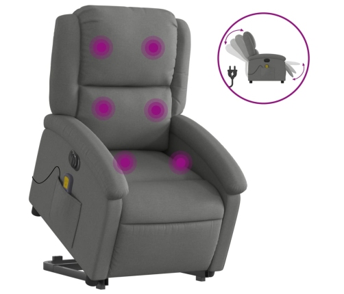 Sillón de masaje eléctrico reclinable elevable tela gris oscuro