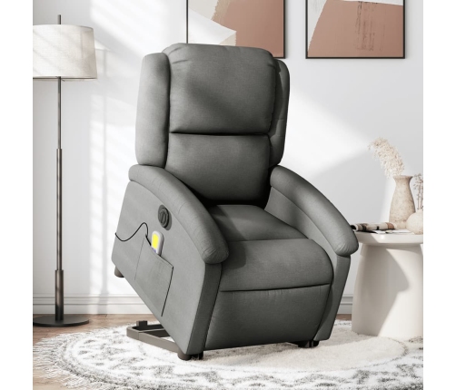 Sillón de masaje eléctrico reclinable elevable tela gris oscuro