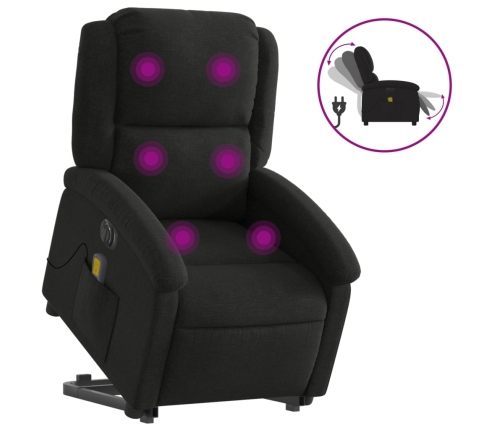 Sillón de masaje eléctrico reclinable elevable tela negro